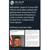 Death of Trump HHS official, Daniel Best, tasked with getting lower drug prices from pharmaceutical companies is ruled a suicide, even though he died from "multiple blunt force injuries."