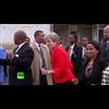 Theresa "jewess" May caught dancing awkwardly in ( South Africa ).